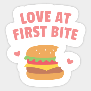 Burger Love At First Bite Funny Sticker